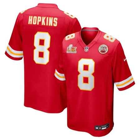 Men's Kansas City Chiefs #8 DeAndre Hopkins Red Super Bowl LIX Game Player Jersey